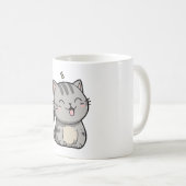 Mug Grey Tabby Kawaii Chat souriant (Devant droit)