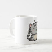 Mug Grey Tabby Kawaii Chat souriant (Devant gauche)