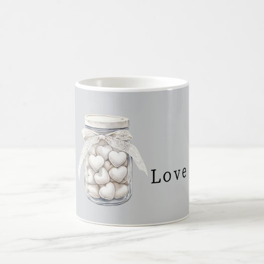 Mug Grey White Hearts   (Centre)