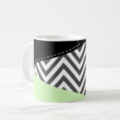 Mug Grey Zigzag, Grey Chevron, Mint, Votre Nom (Devant gauche)