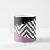 Mug Grey Zigzag, Grey Chevron, Purple, Votre Nom (Devant gauche)