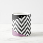 Mug Grey Zigzag, Grey Chevron, Purple, Votre Nom (Centre)