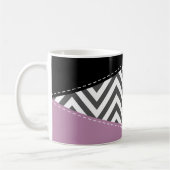 Mug Grey Zigzag, Grey Chevron, Purple, Votre Nom (Gauche)