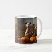 Mug Greyhound Chiot Automne Citrouille de plaisir (Devant droit)