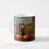 Mug Greyhound Chiot Automne Citrouille de plaisir (Devant gauche)