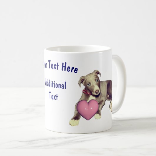 Mug Greyhound Coeur rose rosé Personnalisé (Devant droit)
