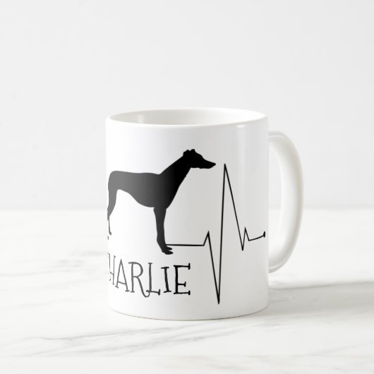 Mug Greyhound personnalisé Whippet Love Chien Coeur Be (Devant droit)