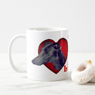 Mug Greyhound Red Heart Love Personnalisé