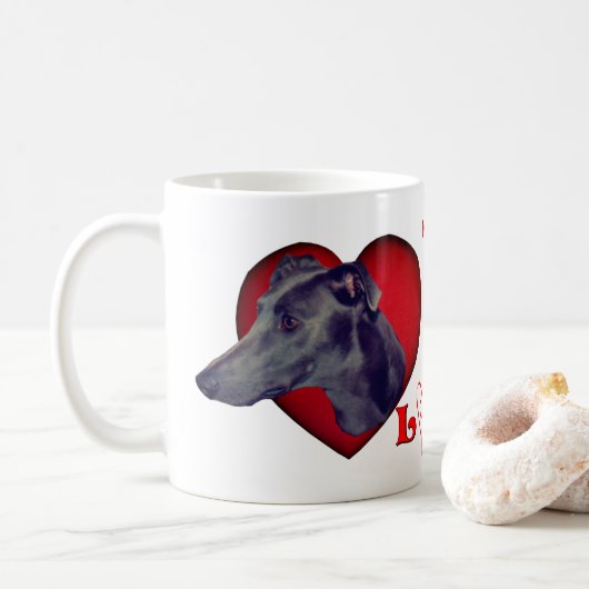 Mug Greyhound Red Heart Love Personnalisé (Avec donut)