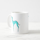 Mug Greyhound Whippet chien turquoise silhouette bleue (Devant gauche)
