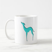 Mug Greyhound Whippet chien turquoise silhouette bleue (Gauche)