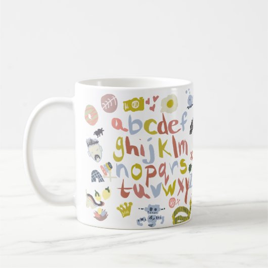 Mug Gribouillages d'alphabets d'enseignant préscolaire (Gauche)