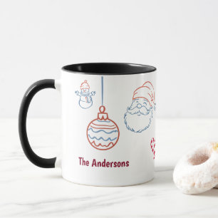 Mug Gribouillages de Noël fantaisistes dessinés à la m