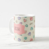 Mug Gribouillages ludiques de cœurs, de points et de l (Devant gauche)