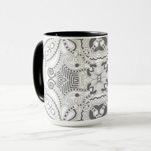 Mug Griffonnage de carré de fleur (Devant gauche)