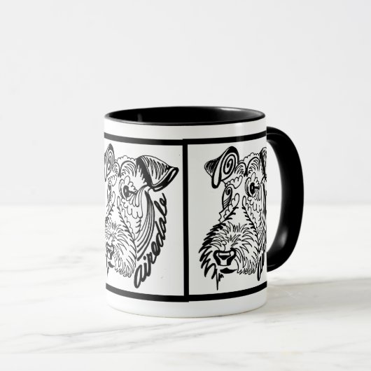 Mug Griffonnage de chien d'Airedale (Devant droit)