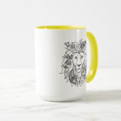 Mug Griffonnage de lion et de fleurs (Devant droit)