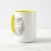 Mug Griffonnage de lion et de fleurs (Devant gauche)