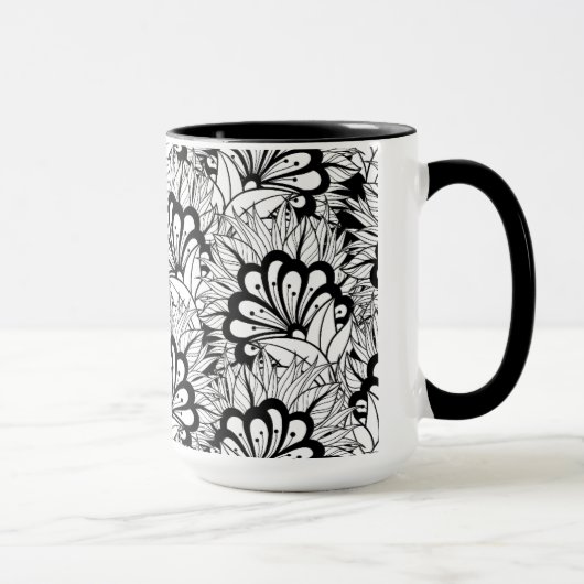 Mug Griffonnage de motif de fleur (Droite)