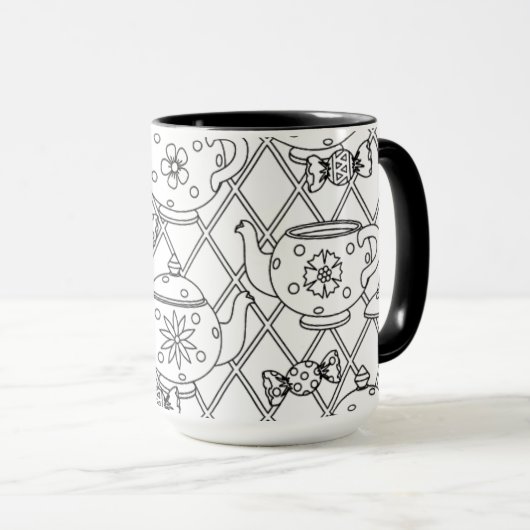 Mug Griffonnage de pot de thé (Devant droit)