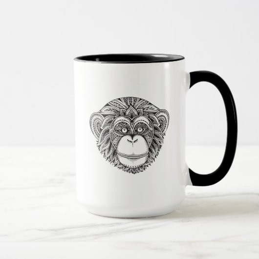 Mug Griffonnage d'Illustartion de singe (Droite)