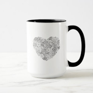 Mug Griffonnage floral de coeur