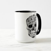 Mug Griffonnage floral de crâne (Devant droit)