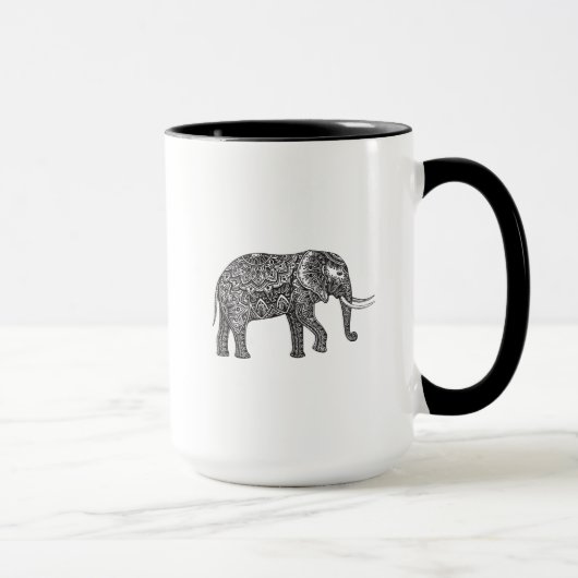 Mug Griffonnage stylisé d'éléphant d'imaginaire (Droite)