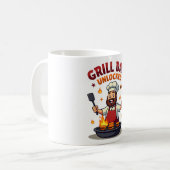 Mug Grill Papa déverrouillé - Drôle BBQ Chef Papa Desi (Devant gauche)