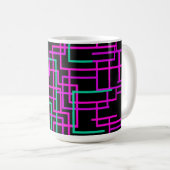 Mug Grille géométrique rose et sarcelle (Devant droit)