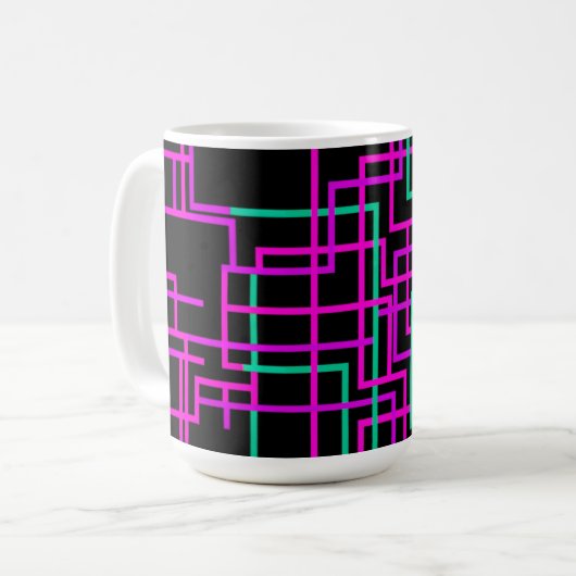 Mug Grille géométrique rose et sarcelle (Devant gauche)