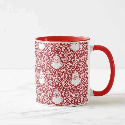 Mug Grille | Motif de Damas rouge (Droite)