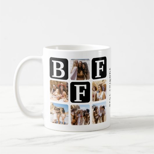 Mug Grille multiphoto moderne BFF noir (Gauche)