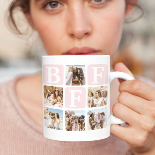 Mug Grille multiphoto moderne BFF rose
