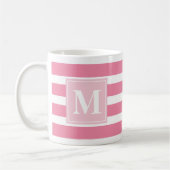 Mug Grille rose et blanche moderne avec Monogramme (Gauche)