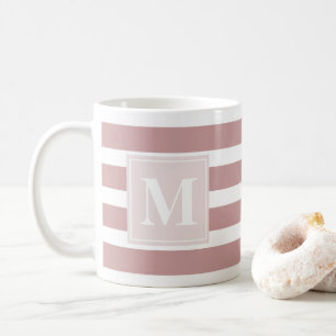 Mug Grille rose et blanche moderne avec Monogramme