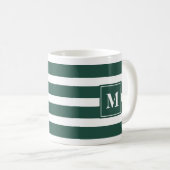 Mug Grille verte et blanche moderne avec Monogramme (Devant droit)