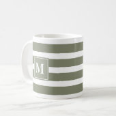 Mug Grille verte et blanche moderne avec Monogramme (Devant gauche)