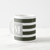 Mug Grille verte et blanche moderne avec Monogramme (Devant gauche)