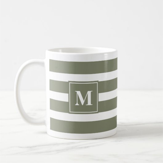 Mug Grille verte et blanche moderne avec Monogramme (Gauche)