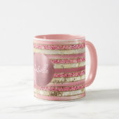 Mug Grilles de Parties scintillant en or rose glam (Devant droit)