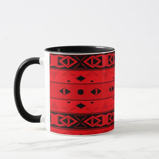 Mug Grilles et formes géométriques rouge noir (Gauche)