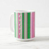 Mug Grilles Preppy Modernes Rose, Vert, Blanc (Devant gauche)