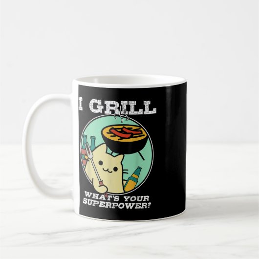 Mug Grilling de chats Superpuissance Camping Bbq Funny (Gauche)