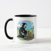 Mug Grim Reaper watering flowers (Gauche)