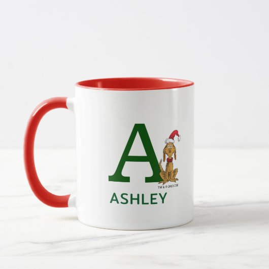 Mug Grinch classique max | Nom et monogramme A (Gauche)