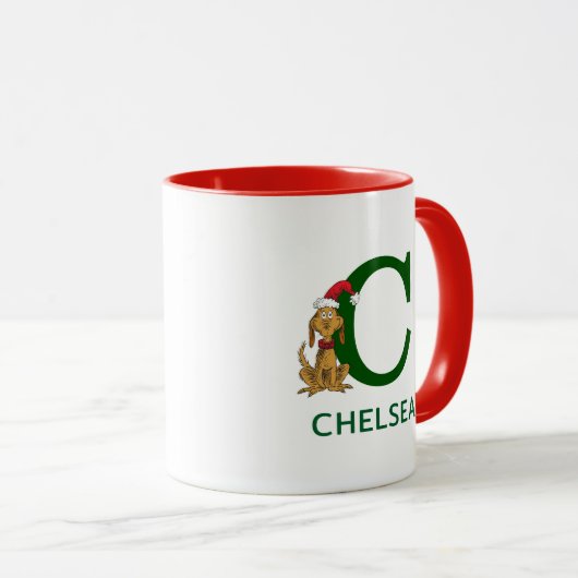 Mug Grinch classique max | Nom et monogramme C (Devant droit)
