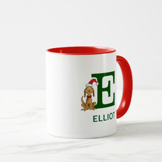 Mug Grinch classique max | Nom et monogramme E (Devant droit)