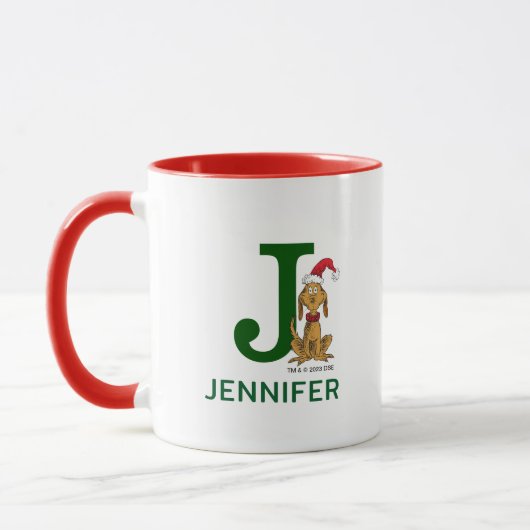 Mug Grinch classique max | Nom et monogramme J (Gauche)