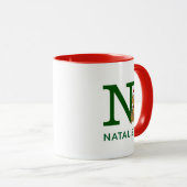 Mug Grinch classique max | Nom et monogramme N (Devant droit)